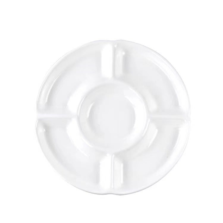 Ceramic White Five-Fruit Plate Creative Brine Platter El Home Restaurant Multi-Grid Dried Fruit Snack Plate Grid Plate - Image 5